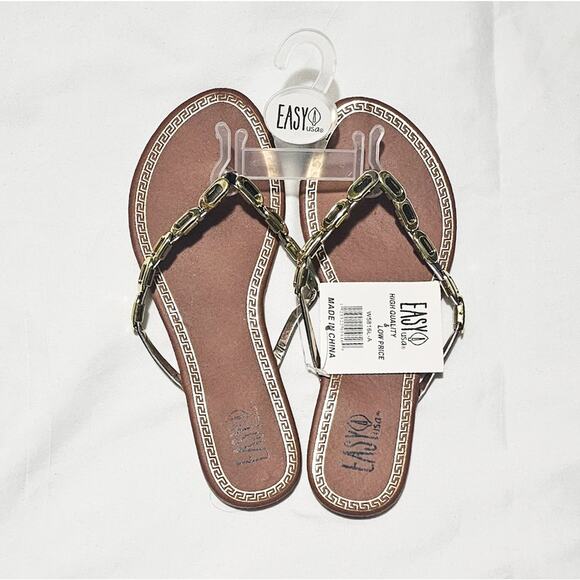 FREE with bundle! Easy USA New black & gold sandals size 7 - Picture 6 of 6